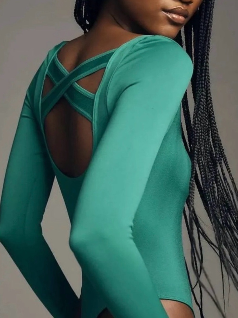 Anthropologie The Viviette Long Sleeve Strappy Back Bodysuit Sz S/M